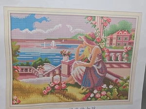 Joy Sunday Kit Punto de Cruz Niña Mirando Mar Océano Agua Flores Barco RA217 - Imagen 1 de 7