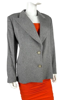 Escada 10 12 US 46 48 IT 40 D L Gray Angora Wool Blazer Jacket Coat Runway AS IS - Image 1 of 4