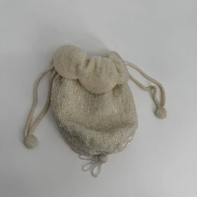 Fellini Carlo Fellini 复古串珠 Flapper 袋袋正式象牙色抽绳 — 第 1/4 张图片