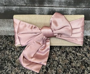 Bolso sin asas de lona con lazo grande rosa - Imagen 1 de 8