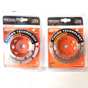RIDGID 4" Diamond Double Row Cup Wheel Fussion Technology Set of Two B - Picture 1 of 4