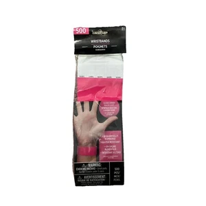 Pulseras Amscan Tyvek rosa neón 500 unidades eventos fiestas clubes numerados - Imagen 1 de 2