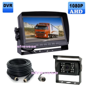 7" IPS 2CH Split SD DVR Monitor+ 4Pin 18IR AHD 1080P Car Rear View Backup Camera - Picture 1 of 8