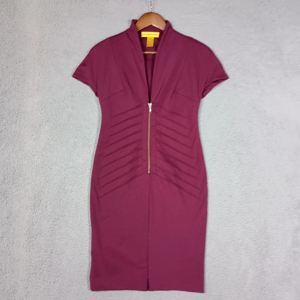 Vestido Vaina Catherine Malandrino Mujer Pequeño Púrpura Plisado Cuello en V Cremallera Cóctel Foto 1 de 4