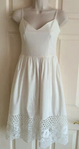 FRENCH CONNECTION Ivory Dress Size 2 Spaghetti Strap Lace Hem Lined (NWT-$220) - Picture 1 of 7