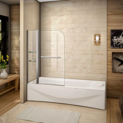 180° Pivot Bath Shower Screen With Shelves & Towel Rail 1000x1400 NANO Glass 6mm