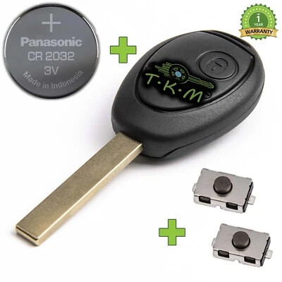 CHIAVE GUSCIO PER MINI COOPER R50 R53 ONE CONVERTIBLE + CR2032 + 2x PULSANTI - Immagine 1 di 4