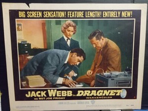 Lobby Card 1954 DRAGNET Jack Webb female cop Ann Robinson Ben Alexander listen