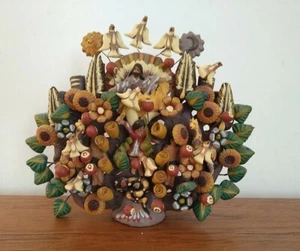 PORTACANDELE ALBERO DELLA VITA ARTE POPOLARE MESSICANA, ANIMALI, UCCELLINI + ICONE VINTAGE - Foto 1 di 12