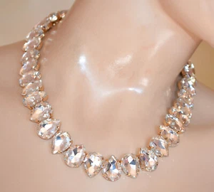 Collana donna oro dorata cristalli trasparenti collier girocollo elegante UAX55 - Foto 1 di 3