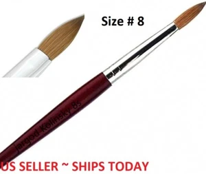 100% Pure  Kolinsky Acrylic Round Nail Brush Size 8 Top Quality by Jargod - Picture 1 of 3