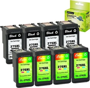 JUEGO DE 4 cartuchos de tinta de alto rendimiento PG275-XL CL276-XL para Canon PIXMA TS3520 TR4720 - Imagen 1 de 9
