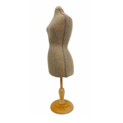 23''H Burlap Mini Jersey Female Torso Dress Form Mannequin Jewelry Display Stand - Image 1 of 4