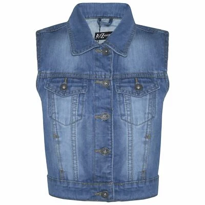 A2Z 4 KIDS® Kids Girls Denim Mid Blue Jacket Faded Jeans Gilet Sleeveless School Jacket Coat