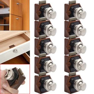 10PCS Cabinet Latch Push Button Catch Lock for Drawer Cupboard Door Caravan Knob - Picture 1 of 8