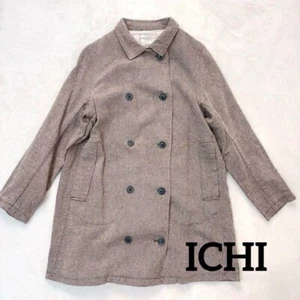 ICHI / ICHI Antiquites Linen Cotton Double Jacket Mid-Length Coat Brown Used F/J - Picture 1 of 10