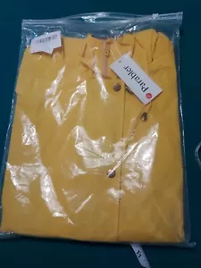 Bright Yellow Short Lined Hooded Rain Coat - Size XL - Bild 1 von 10