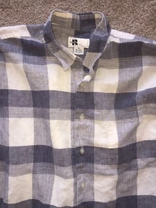 Vintage Men’s Reunion XL Button Up Blue Plaid Shirt EUC - Picture 1 of 3