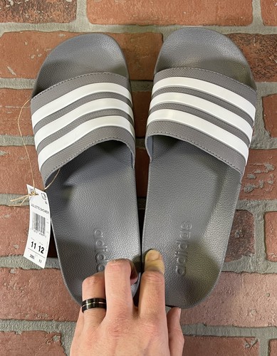 Sandali Adidas Adilette unisex adulto grigio bianco slide uomo 11 donna 12 nuovi con etichette