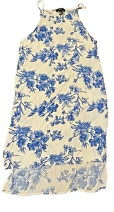 Women's Forever 21 Lightweight Blue and White Floral Summer Dress Size 8 - Picture 1 of 6