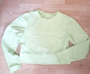 Women size Small cropped pullover lime green open back active running sweatshirt - Picture 1 of 5