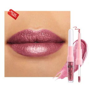 2In1 Mauve Metallic Lipstick and Lip Liner, Shimmer Glitter Lip Gloss Long Lasti - Picture 1 of 12