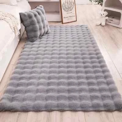 Soft Fluffy Faux Fur Carpets Plush Area Rugs Sofa Cushion Bedside Floor Mat - Image 1 of 4