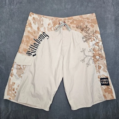 Pantalones Cortos De Colección Billabong Para Hombre 36" Camuflaje Surf Bordado Calavera Arrecife A3-24 Foto 1 de 4