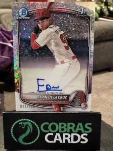 2025 Bowman Chrome 1st Elian de La Cruz Auto Mini Diamond Refractor /100 - Picture 1 of 2