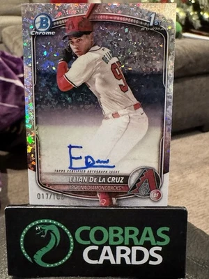 2025 Bowman Chrome 1st Elian de La Cruz Auto Mini Diamond Refractor /100 - Image 1 of 2