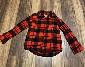 Cat & Jack Kids Large(4/5) Red/ Black Plaid Long Sleeve Flannel - Picture 1 of 5
