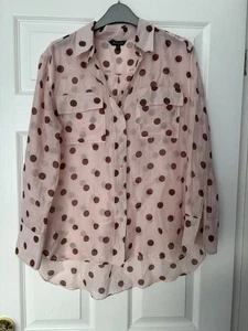 Massimo Dutti Women's Pink Polka Dot Shirt Sheer Silk Size EU40 - Picture 1 of 9