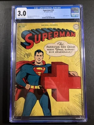 Superman #34 (1945) CGC 3.0 OW/White Pages American Red Cross WWII - Image 1 of 4