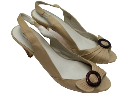 ZAPATOS TACONES STEVE MADDEN Tela PEEP TOE SLINGBACK Wm 9.5M FEM ABUELA COSTERA Foto 1 de 4