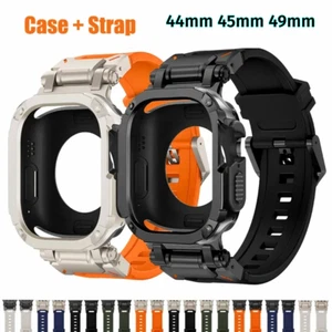 Silicone Band Strap+Case For Apple Watch Series 9 8 7 6 5 SE Ultra 2 44/45/49mm - Picture 1 of 24