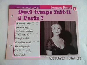 CARTE FICHE PLAISIR DE CHANTER LUCIENNE DELYLE QUEL TEMPS FAIT IL A PARIS ? - Bild 1 von 1