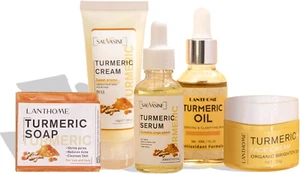 Turmeric Skincare Set, 5 PCS Turmeric Face Moisturizer Cream for Women, Turmeric - Picture 1 of 12