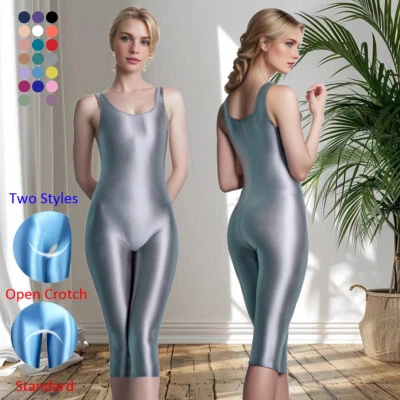 MJINM Damen Glitzer Ärmellos Fitness Overalls Bodysuit Jumpsuit Catsuit Playsuit - Bild 1 von 4