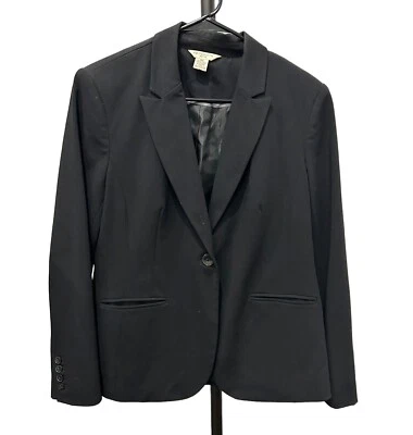 Blazer Liz Claiborne Mujer Negro Pequeño Cierre de Botón Único Talla 14P Foto 1 de 4