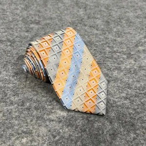 Kenneth Cole Reaction Krawatte orange grau & blau 100% Seide gestreift Krawatte - Bild 1 von 6