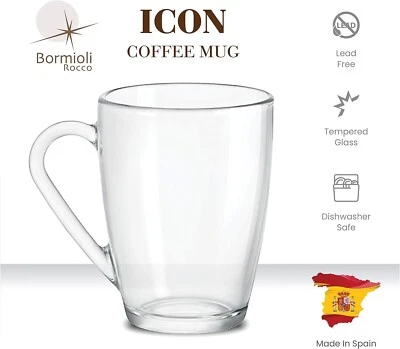 Taza de vidrio Bormioli Rocco Icon 32 cl 10 3/4 oz transparente (lote de 6) NUEVA Foto 1 de 4
