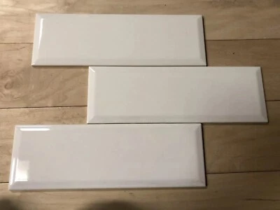 1 Tile BEVEL Subway 4"x12" American Olean Gloss White  SL10412MDBHC1P2 - Image 1 of 4