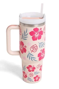 COMFYLUXE Hawaiian Floral 40oz Stainless Steel Tumbler Handle Lid Straw - Picture 1 of 3