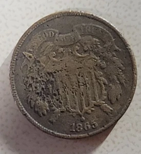 Kupfermünze Zwei Cent 1865, selten, zirkuliert (um 52) - Bild 1 von 2