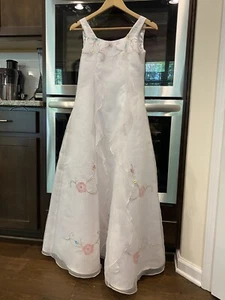 Precious Angels White Beaded Sleeveless Girls Wedding Dress / Gown Size 14 - Picture 1 of 10