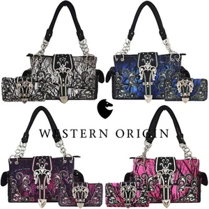 Camouflage Schnalle Western verdeckte Tragetasche Damen Land Handtasche Geldbörse Set - Bild 1 von 38