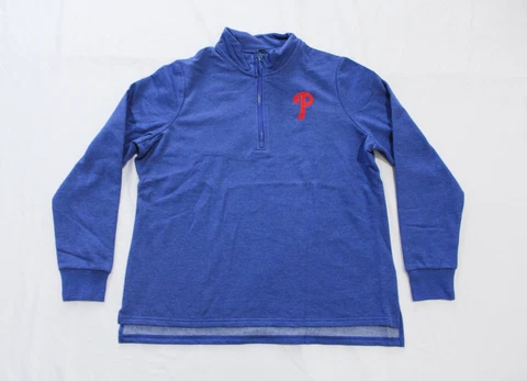 Philadelphia Phillies Womens Antigua Action Sweatshirt DM9 Heather Royal Size XL Cover
