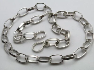 DISEÑO MADURO - CADENA DE ACEITE HECHA A MANO ESTILO ANTIGUO - PLATA FINA 999 RODINIZADA - Imagen 1 de 8