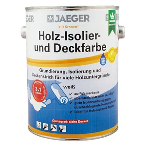 JAEGER Kronen 319 Holz-Isolierfarbe und Deckfarbe 2.5 L Isoliergrund WEISS MATT - Bild 1 von 2