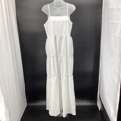 Nasty Gal Womens Come Over Tiered Maxi Dress White Size US 8 UK 12 - Изображение 1 из 4